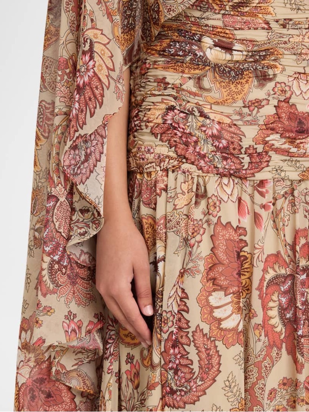 Emanuel Ungaro Gretchen Floral-Print Maxi Dress w/ Cape. - Picture 4 of 5